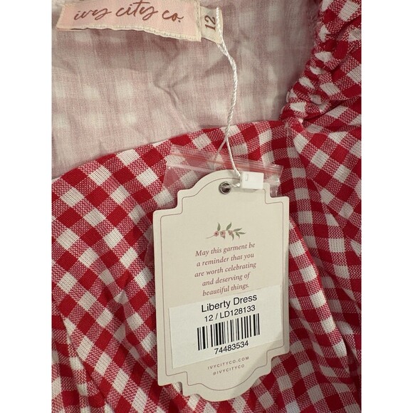 IVY CITY CO. womens Liberty Long Maxi Dress size 12 Red & White Gingham Check - Picture 8 of 10